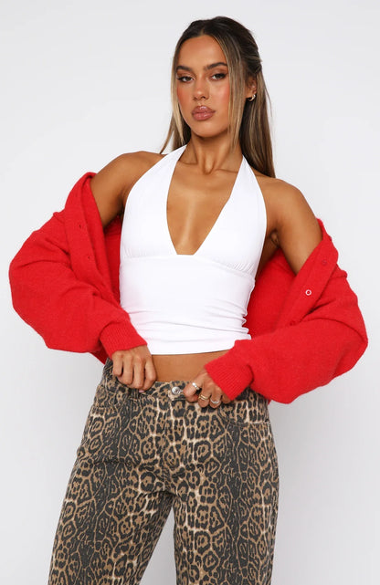 When Im With You Halter Top White