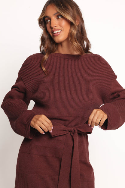 Lucca Mini Sweater Dress Chocolate Brown
