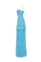 Sky blue spaghetti strap pleated maxi dress Garden of Eden