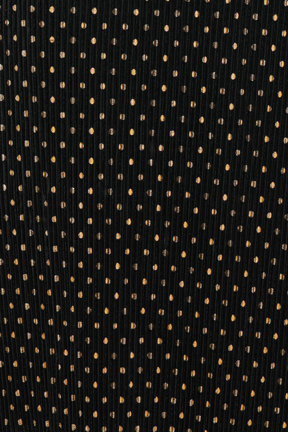 Melody Plisse Halter Maxi Dress Black Gold Polka Dot