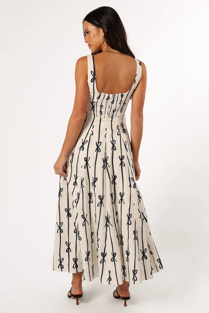 Elise Midi Bow Dress Cream