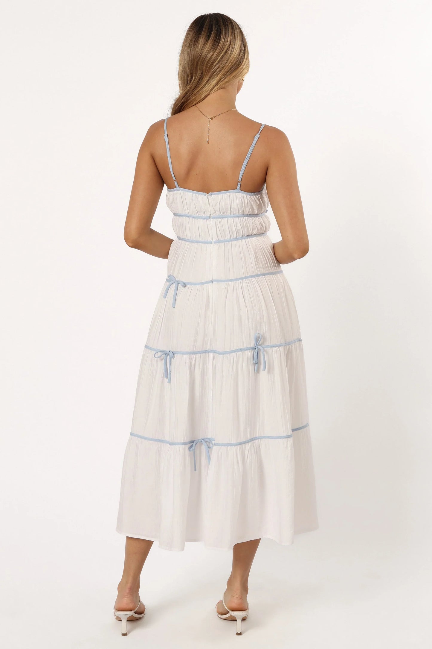 Aubree Midi Dress White Blue