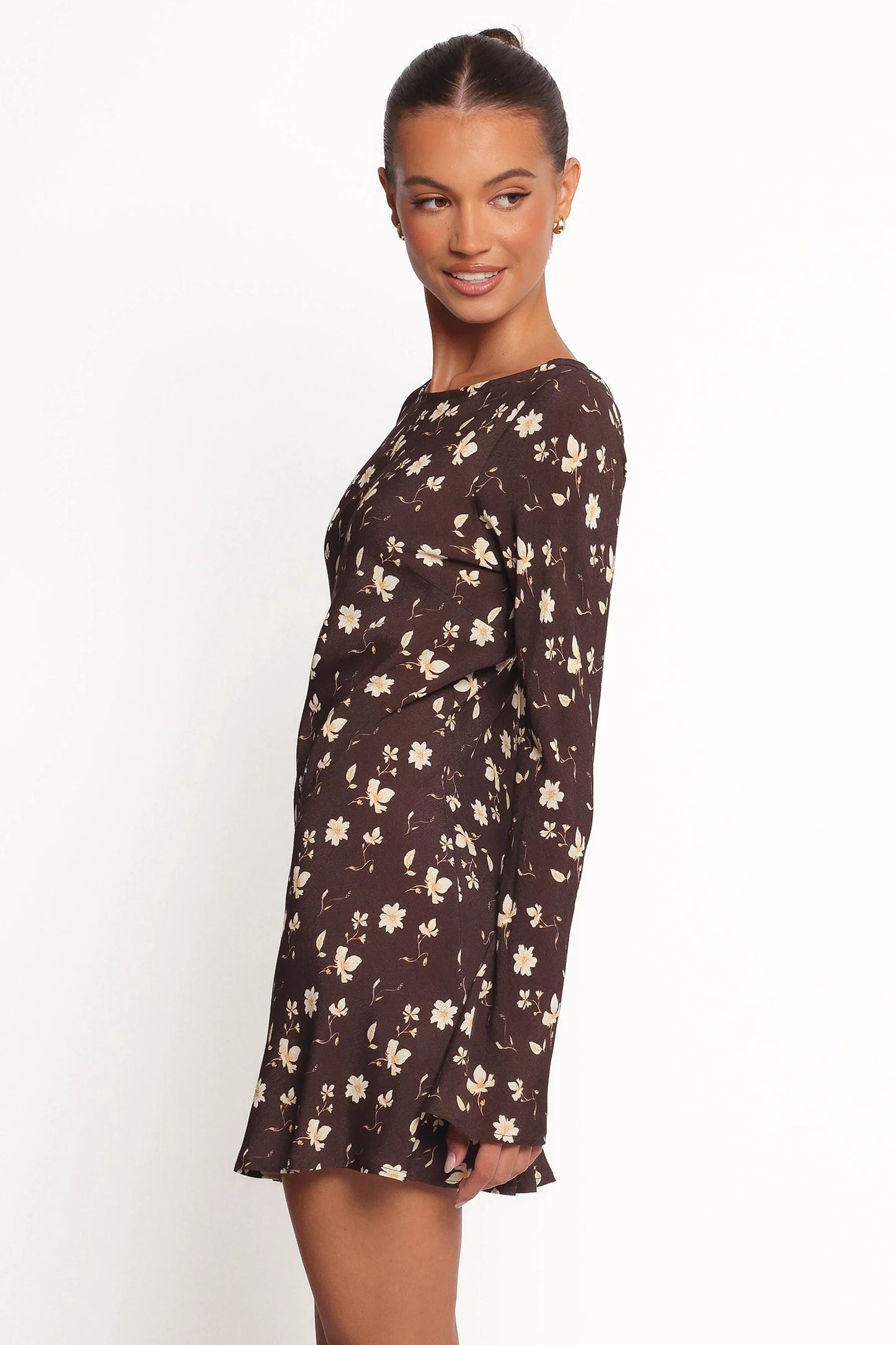 Amity Mini Dress Brown Floral
