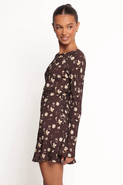Amity Mini Dress Brown Floral