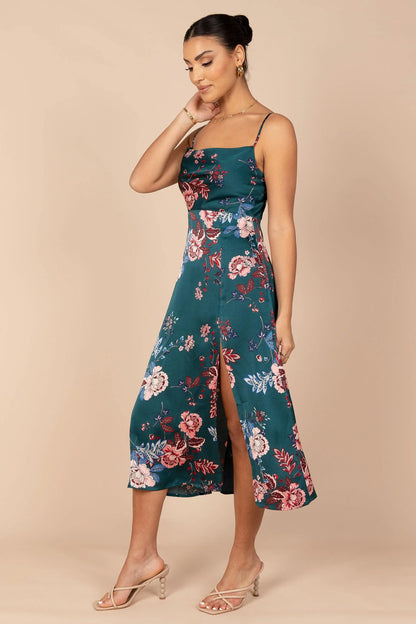 Alejandra Cowl Neck Midi Dress Emerald