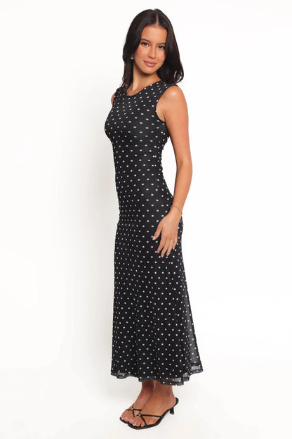 Drea Maxi Dress Black Polka Dot