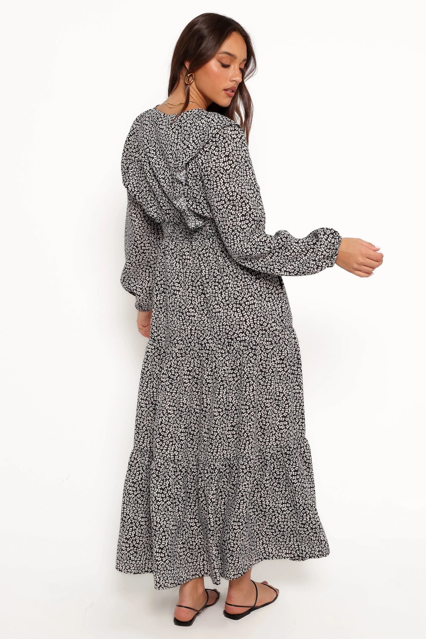 Sophie Long Sleeve Maxi Dress Black Ivory