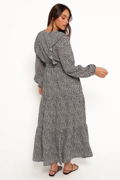 Sophie Long Sleeve Maxi Dress Black Ivory