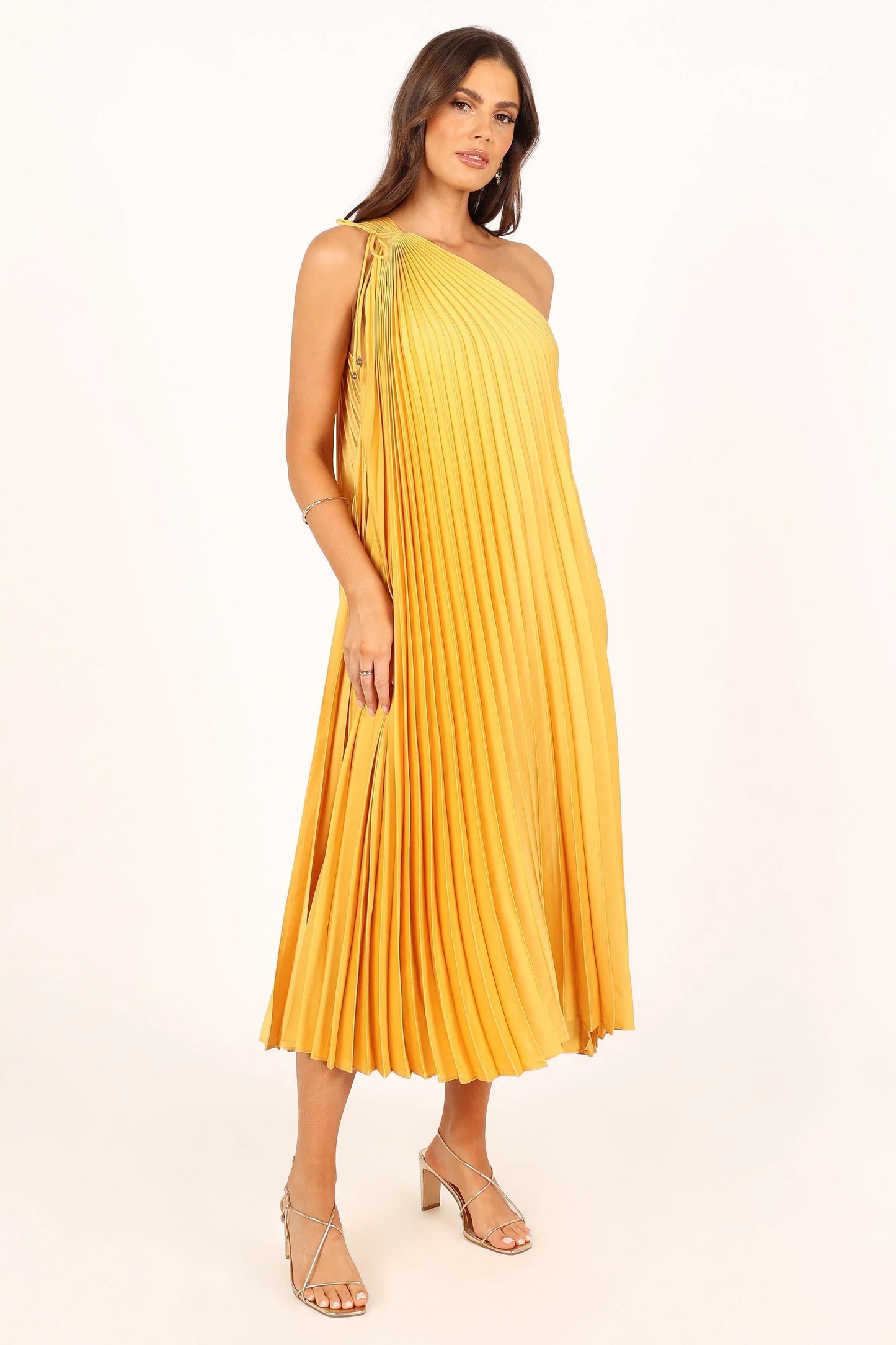 Cali One Shoulder Midi Dress Saffron