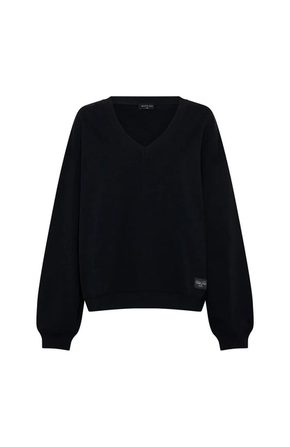 Shutting It Down V Neck Oversized Sweater Black