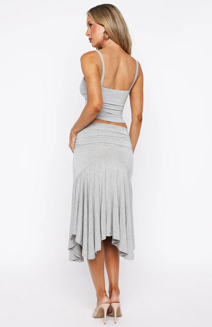 Dressing Up Midi Skirt Grey Marle