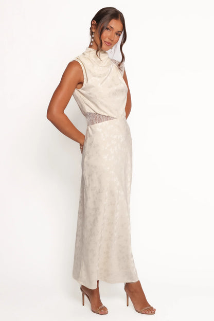 Anabelle Halter Neck Lace Maxi Dress White