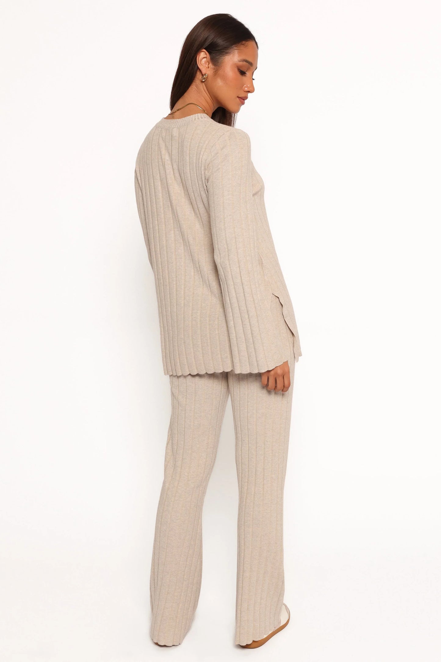 Silvie Long Sleeve Knitted Set Oatmeal