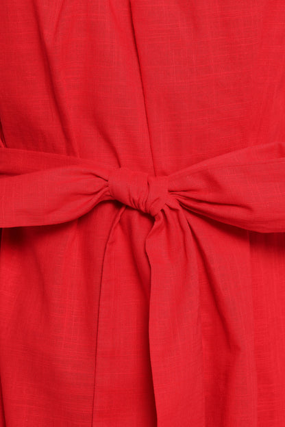 Roma One Shoulder Midi Dress Red
