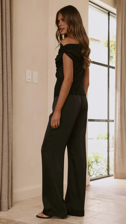 Zabella Sheer Off Shoulder Top Black