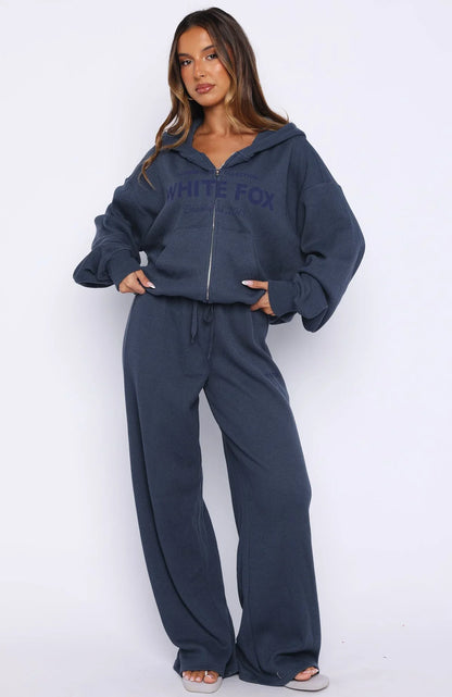 Leave Me Out Of It Waffle Wide Leg Sweatpants Navy