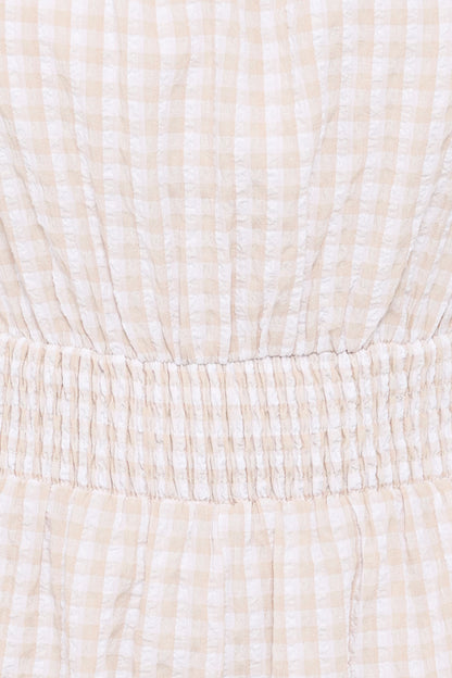 Felicity Romper Beige Gingham
