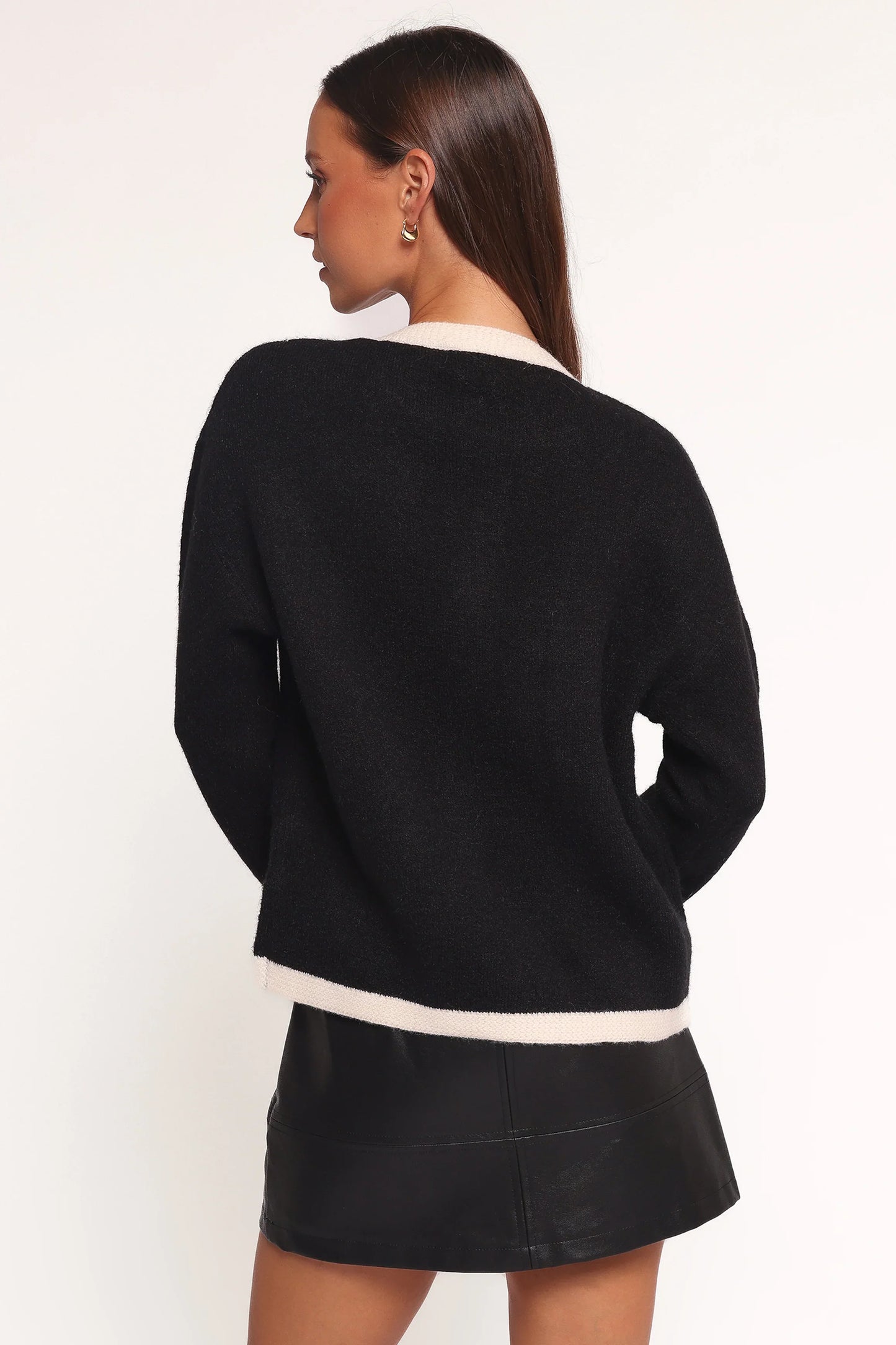 Orabelle Contrast Hem Cardigan Black