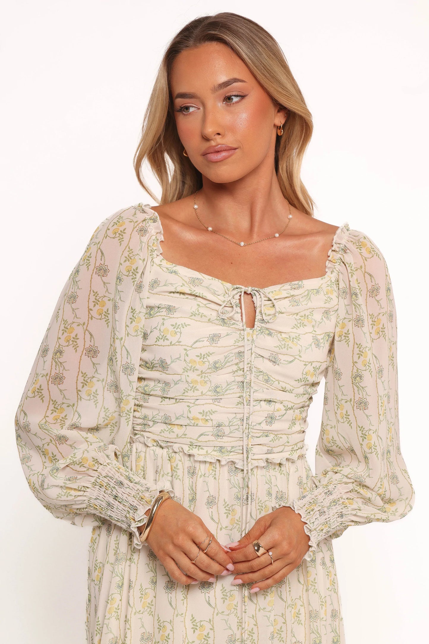 Keziah Long Sleeve Maxi Dress Yellow Floral