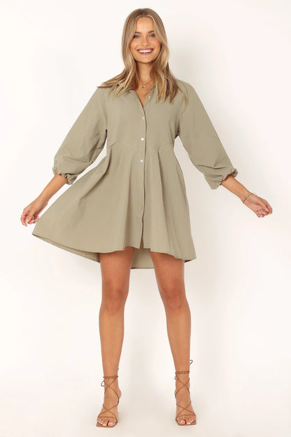 Criselle Long Sleeve Mini Dress Khaki