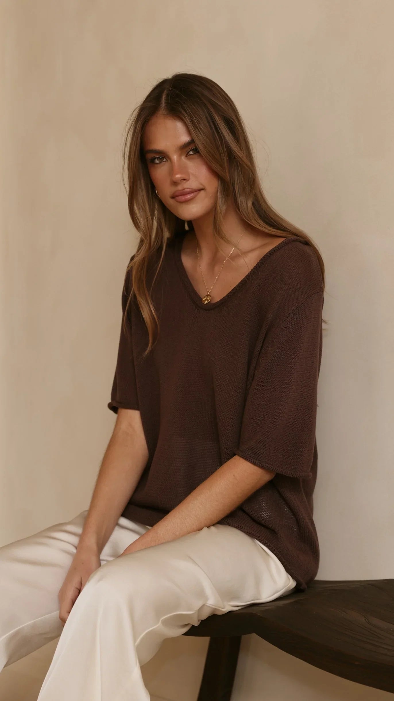 Spring Scoop Neck Tee Chocolate