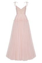Misty Rose Tie straps tulle prom dress