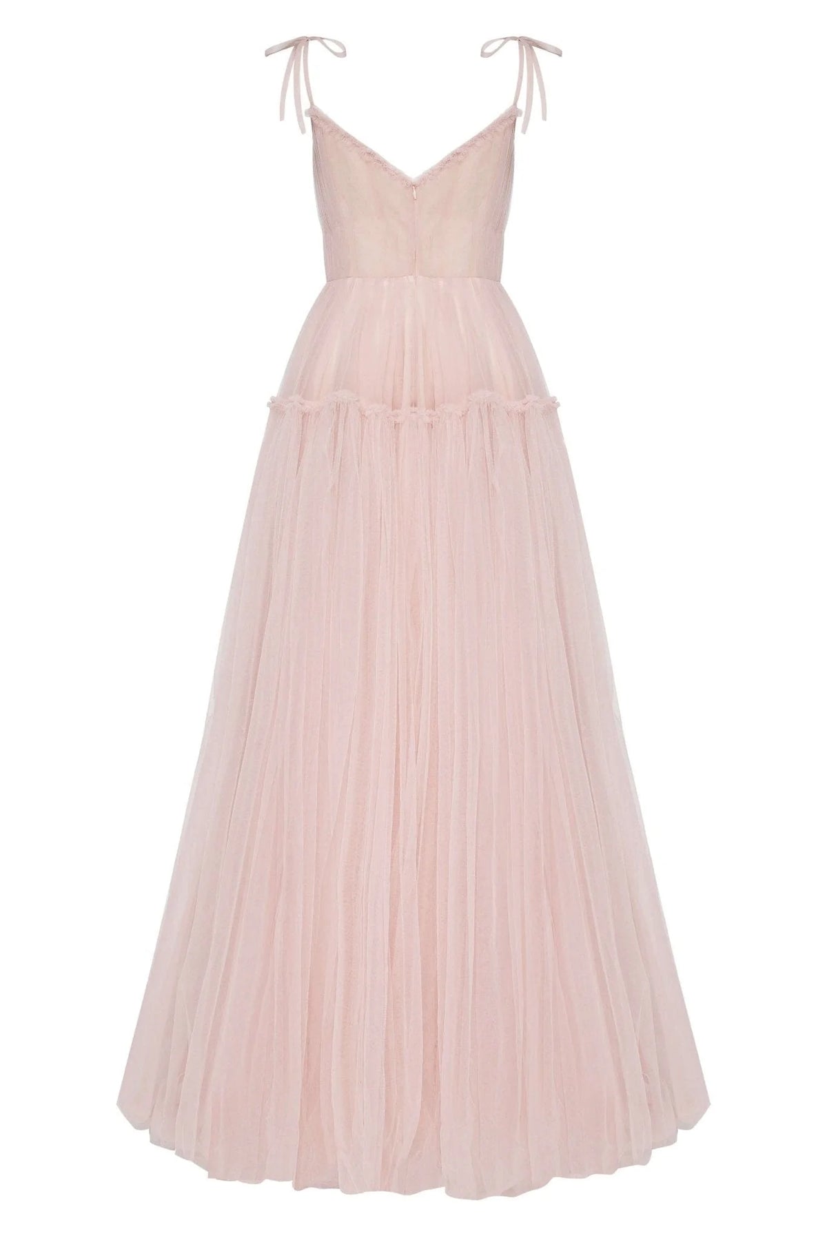 Misty Rose Tie straps tulle prom dress