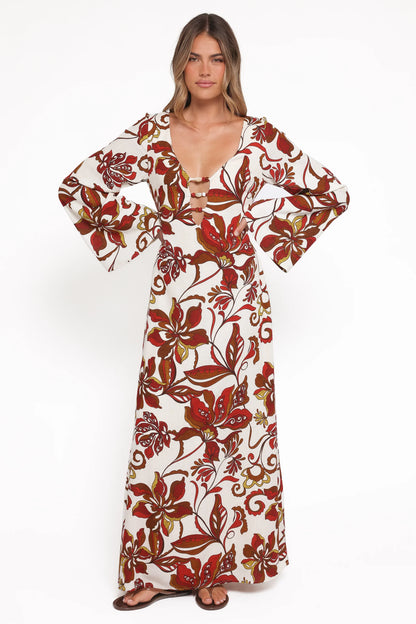 Inala Maxi Dress Brown Floral
