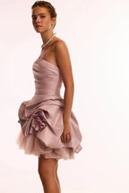 Rosette mini dress in misty rose Glow Up