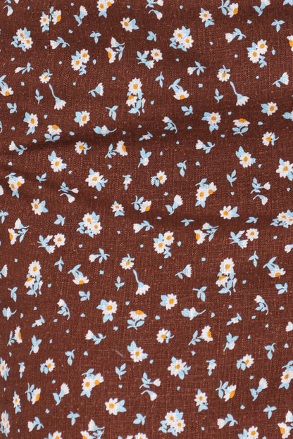 Ashe Cropped Button Up Top Brown Floral