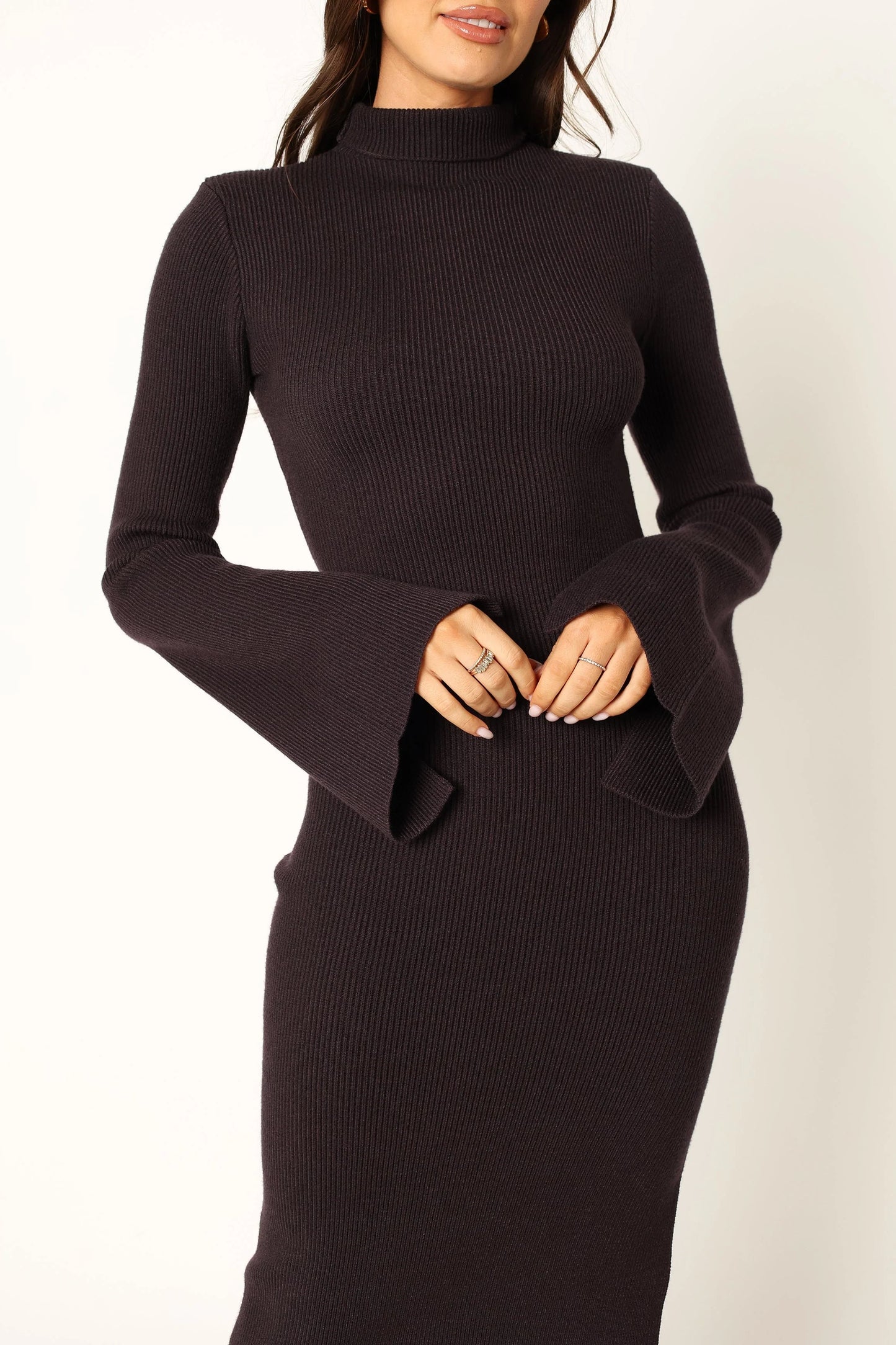 Astor Long Sleeve Midi Dress Plum