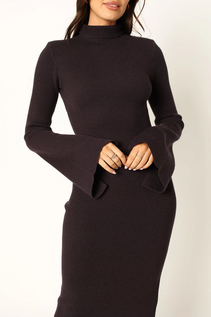 Astor Long Sleeve Midi Dress Plum