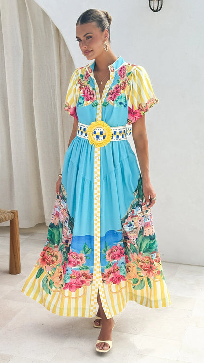 Bloom Maxi Dress Positano Blue