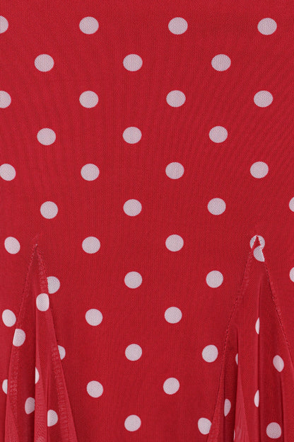 Tullia Mesh Midi Skirt Red Polka Dot