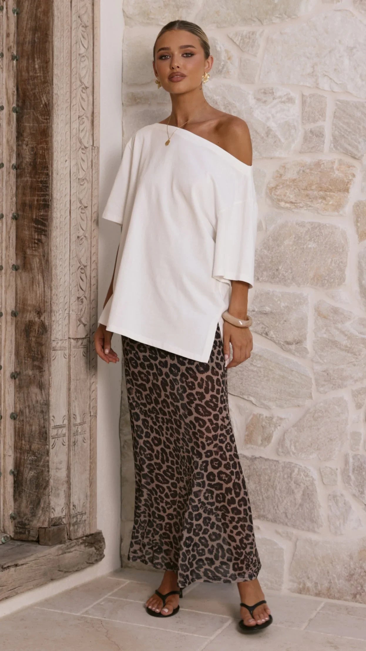Onella Semi Sheer Maxi Skirt Leopard Print