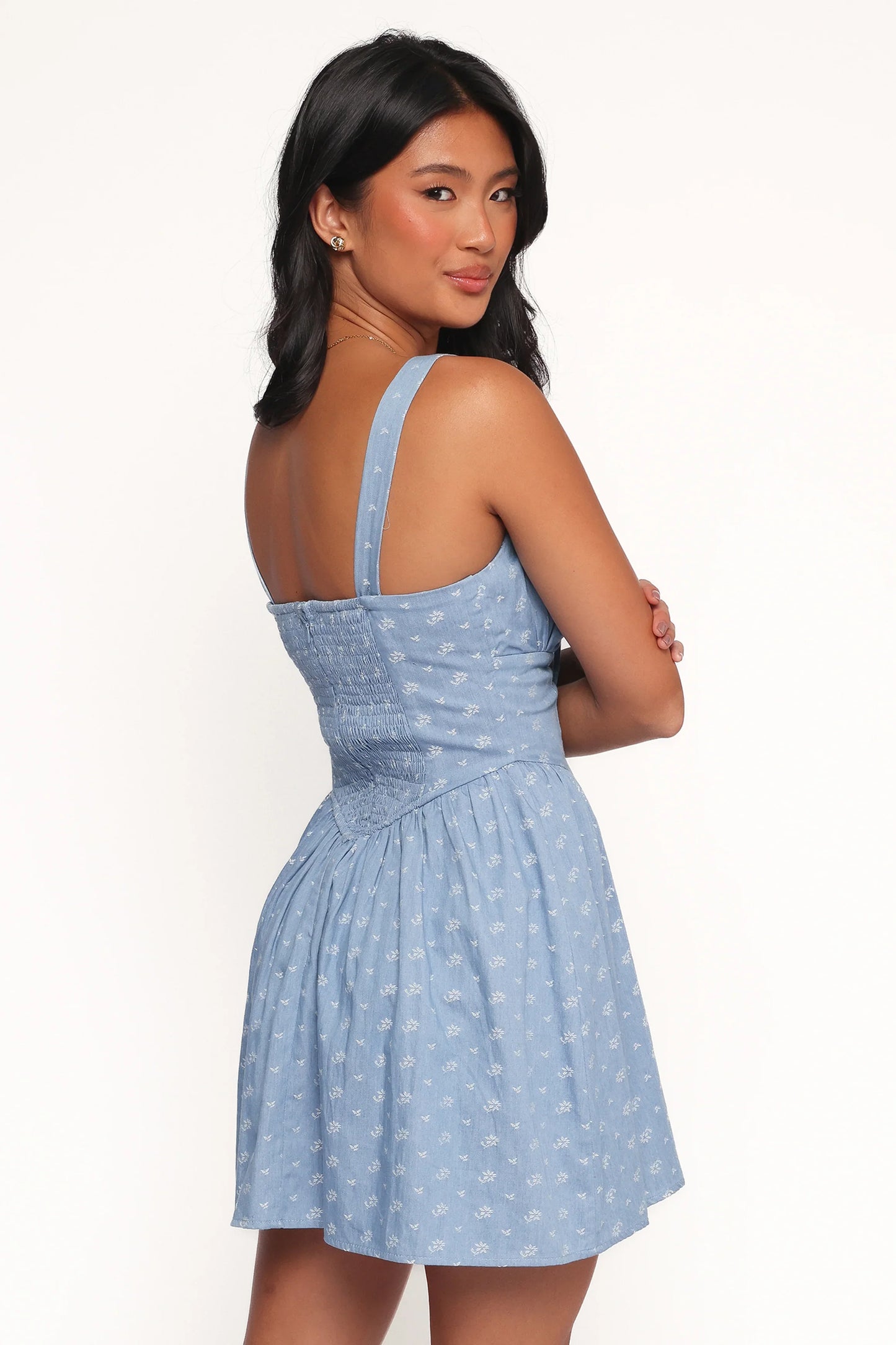 Shelton Mini Dress Floral Denim