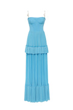 Sky blue spaghetti strap pleated maxi dress Garden of Eden