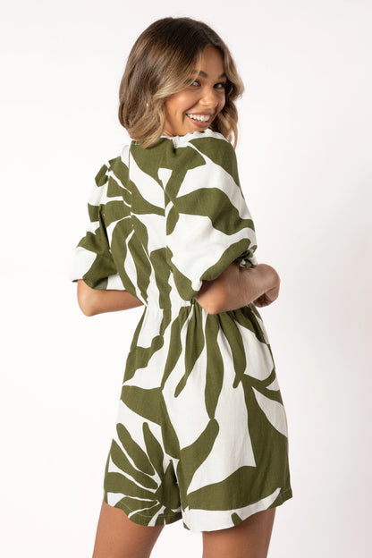 Matilda Romper Olive Palm