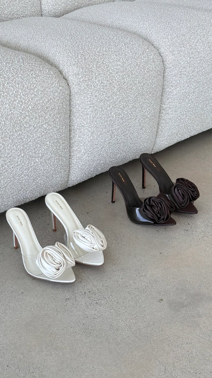 Casey Heel Choc Satin