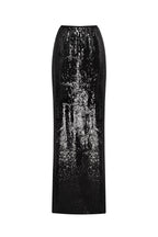 Dramatic fitted sequined black maxi skirt Midnight Walk