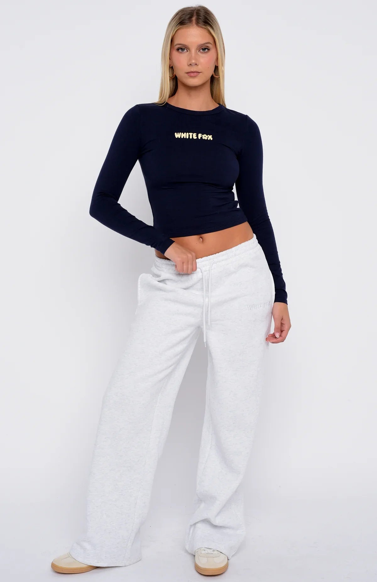 Love Addiction Long Sleeve Baby Tee Navy