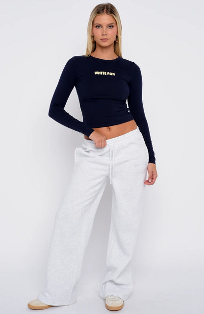 Love Addiction Long Sleeve Baby Tee Navy