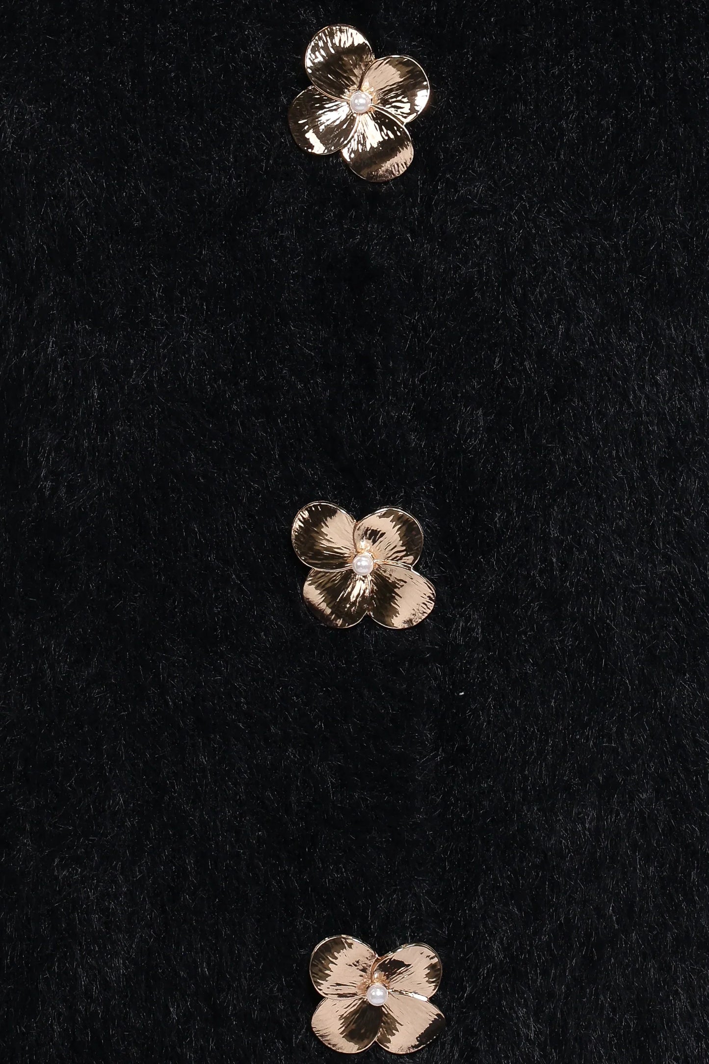 Donna Flower Button Cardigan Black