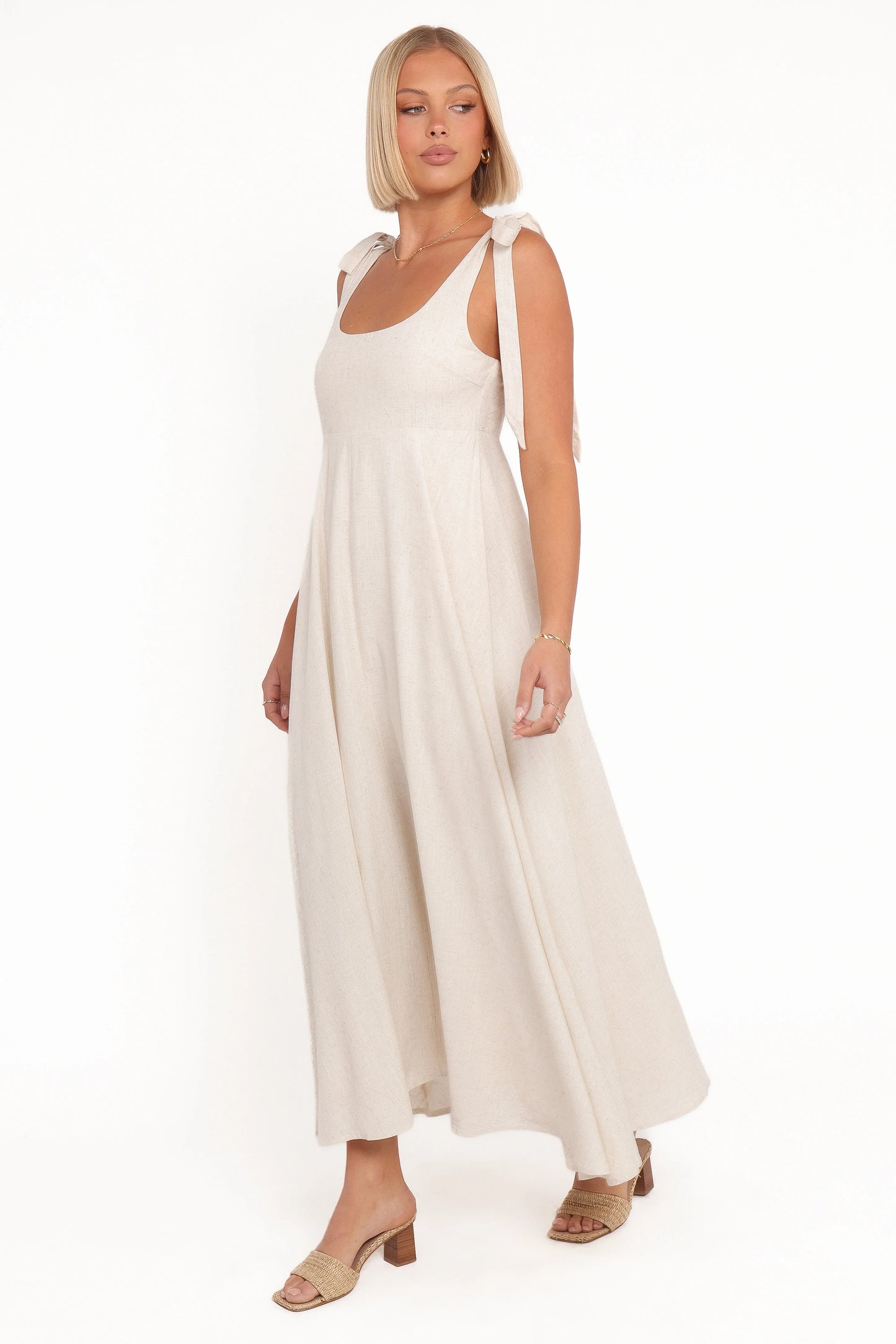 Valara Tie Shoulder Maxi Dress Oatmeal