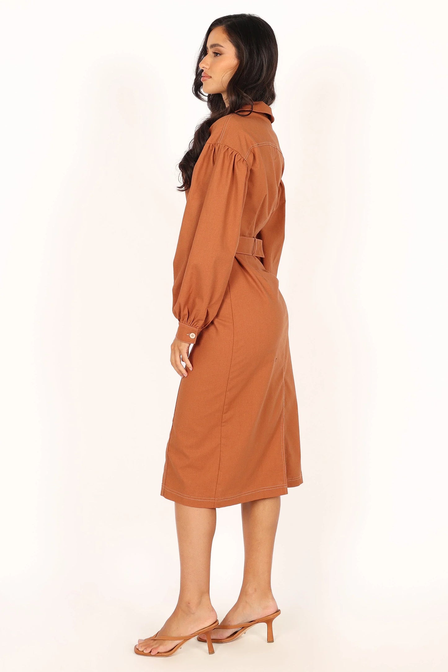 Coco Long Sleeve Midi Dress Tan