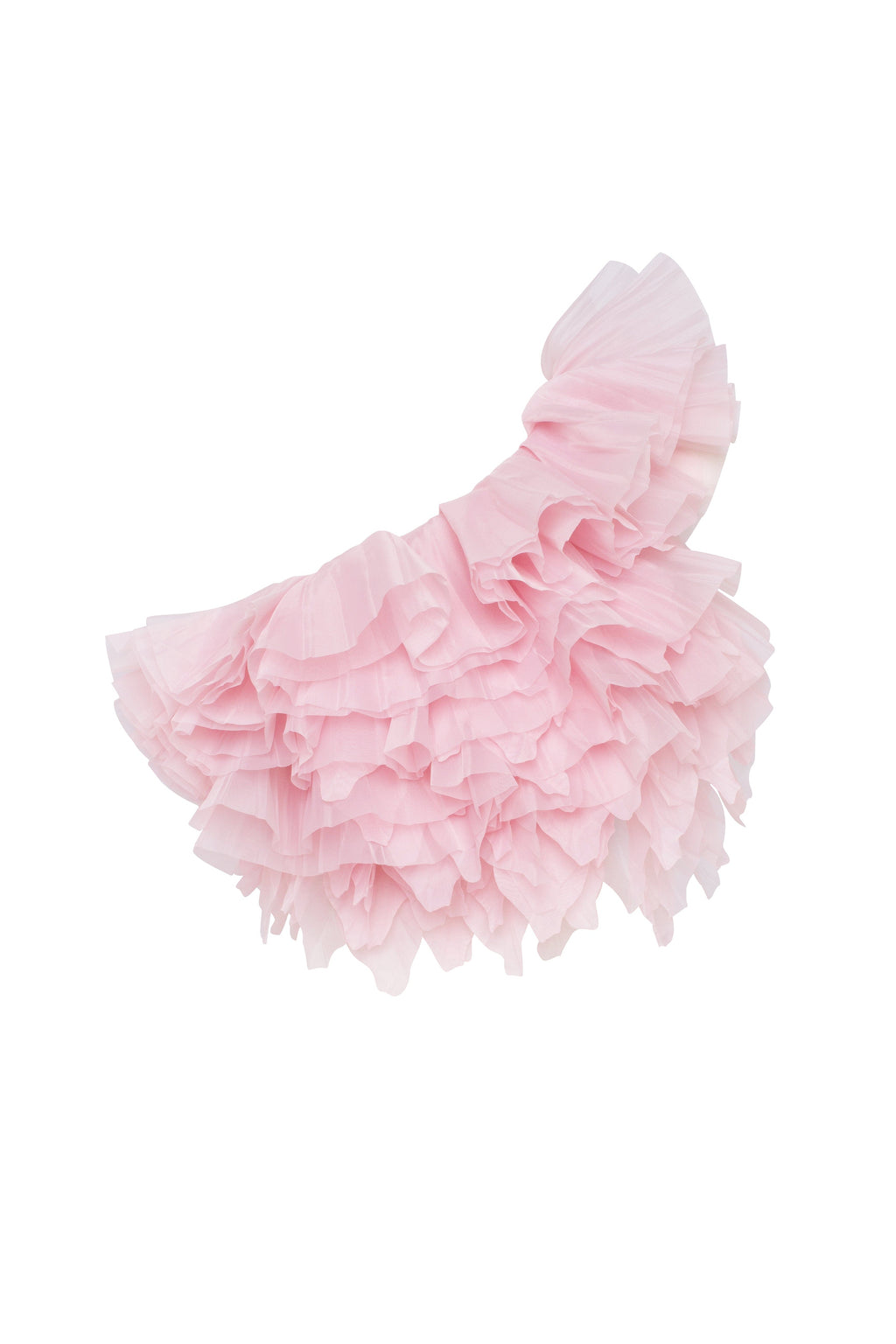 Flirty ruffled one shoulder organza pink top Midnight Walk