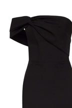 Black Classy midi dress with open neckline