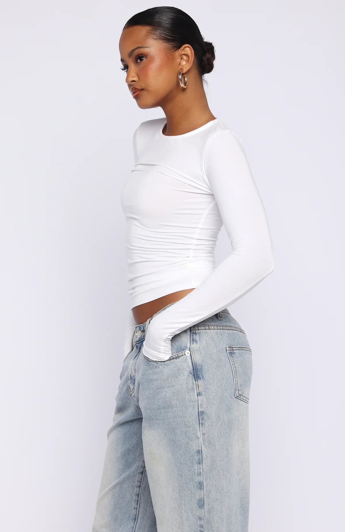 Only For Tonight Long Sleeve Top White