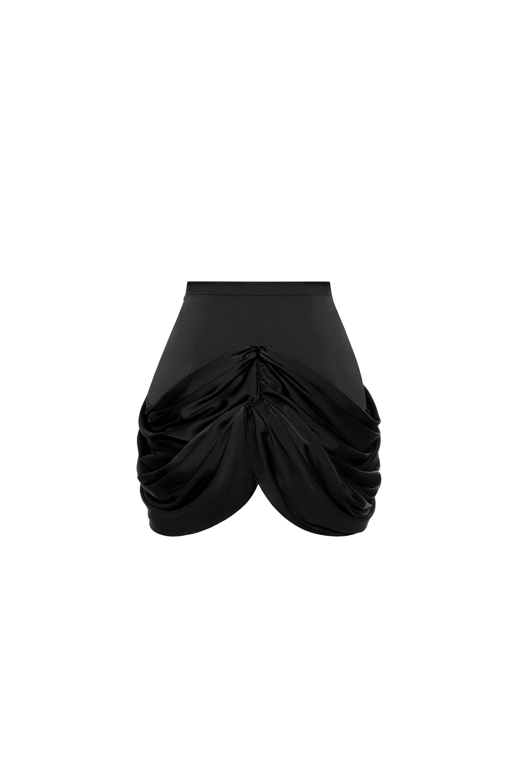 Black mini skirt with draping