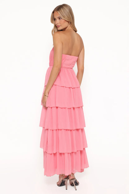 Peachester Strapless Maxi Dress Coral